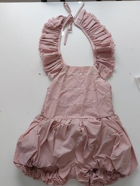 Ruffled Pink Halter Bubble Dress